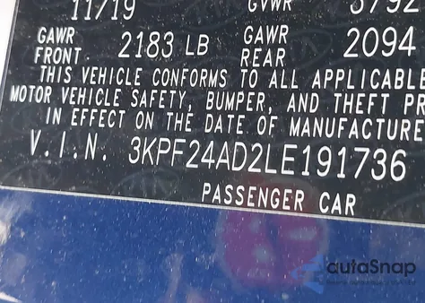 2020 Kia Forte Lxs from USA, damaged, VIN 3KPF24AD2LE191736